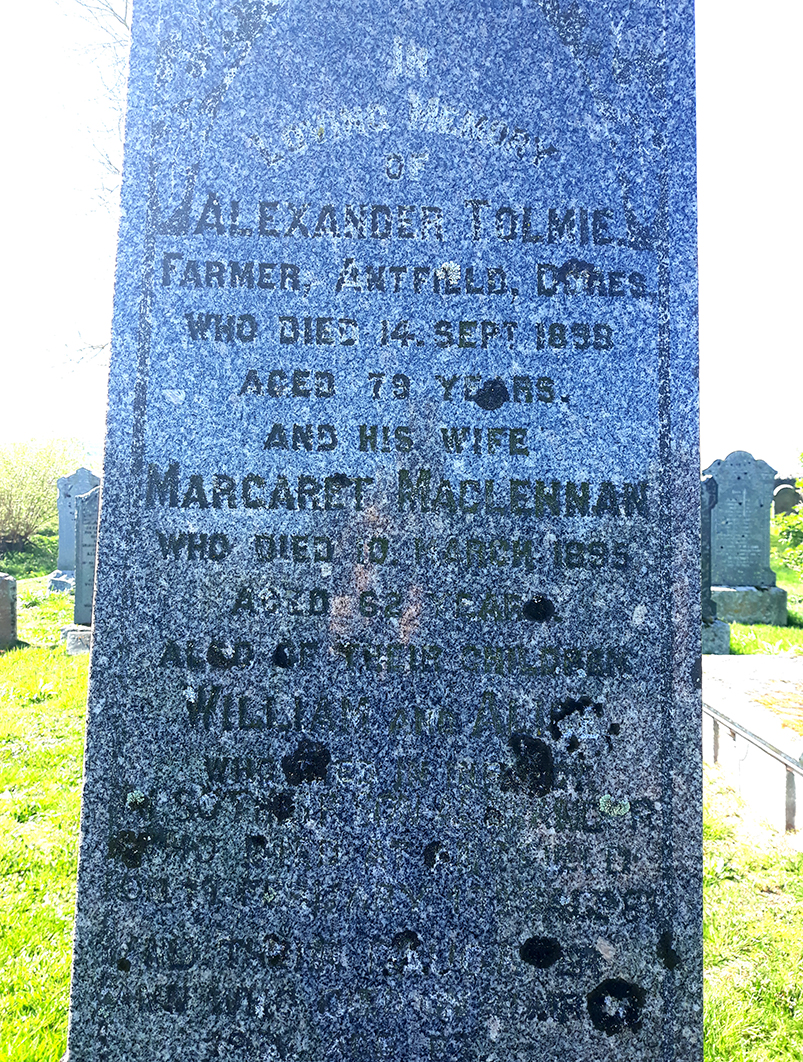 Photo of headstones/Margaret MacLennan d 1895 Kilchrist cem Urray_detail